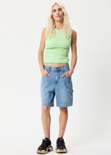 Afends Womens Milla - Hemp Ribbed Singlet - Lime Green - Afends womens milla   hemp ribbed singlet   lime green   streetwear   sustainable fashion