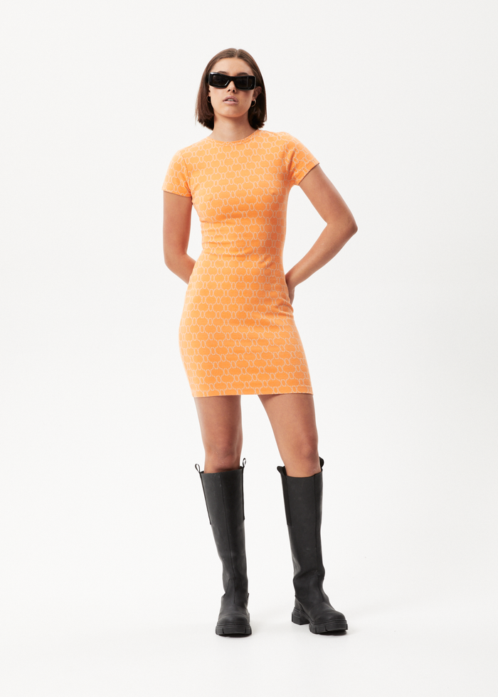 Afends Womens Lois - Recycled Bodycon Dress - Papaya - Streetwear - Sustainable Fashion