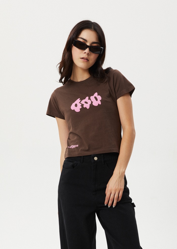 Afends Womens Alohaz - Recycled Baby Tee - Coffee Pink - Streetwear - Sustainable Fashion