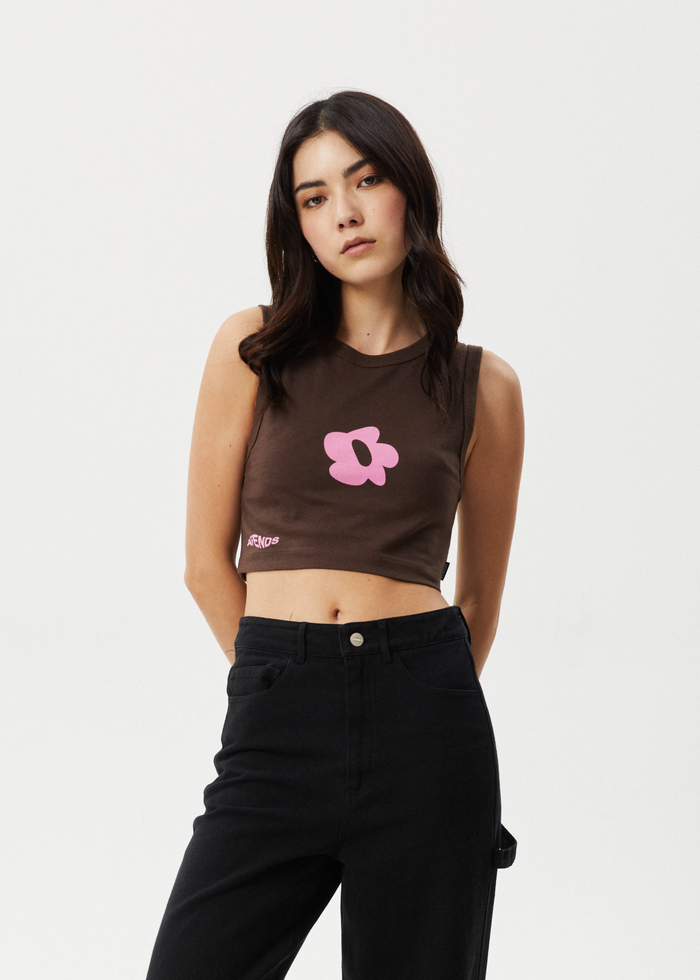 Afends Womens Alohaz - Recycled Cropped Tank - Coffee Pink - Streetwear - Sustainable Fashion