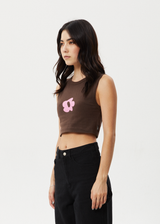 Afends Womens Alohaz - Recycled Cropped Tank - Coffee Pink - Afends womens alohaz   recycled cropped tank   coffee pink   streetwear   sustainable fashion