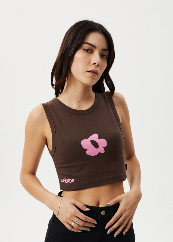 Afends Womens Alohaz - Recycled Cropped Tank - Coffee Pink - Streetwear - Sustainable Fashion