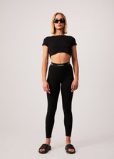 Afends Womens Pala - Recycled Ribbed Leggings - Black - Afends womens pala   recycled ribbed leggings   black   streetwear   sustainable fashion