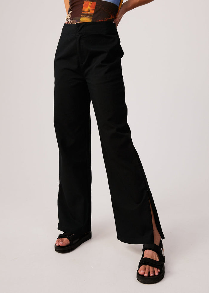 Afends Womens Cola - Recycled High Waisted Pants - Black - Streetwear - Sustainable Fashion