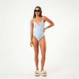 Afends Womens Underworld - Recycled Tie One Piece Swimsuit - Powder Blue - Afends womens underworld   recycled tie one piece swimsuit   powder blue   streetwear   sustainable fashion