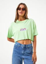 Afends Womens Electric Slay Cropped - Hemp Oversized T-Shirt - Lime Green - Afends womens electric slay cropped   hemp oversized t shirt   lime green   streetwear   sustainable fashion