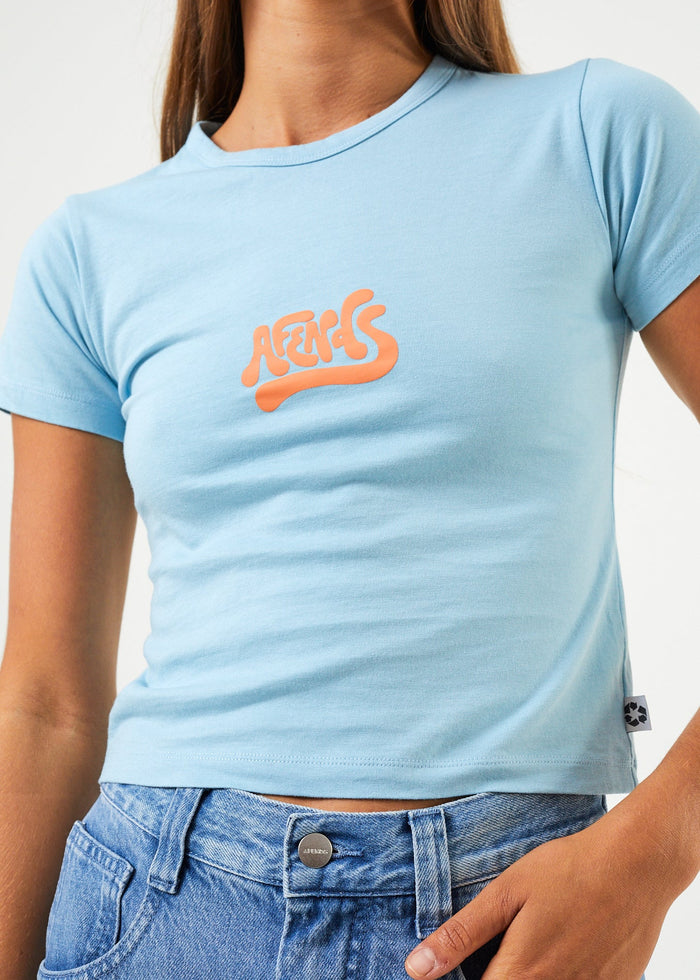 Afends Womens Toosie - Recycled Baby T-Shirt - Sky Blue - Streetwear - Sustainable Fashion