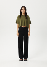 AFENDS Womens Slay Cropped - Oversized Tee - Military - Afends womens slay cropped   oversized tee   military   streetwear   sustainable fashion