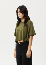 AFENDS Womens Slay Cropped - Oversized Tee - Military - Afends womens slay cropped   oversized tee   military   streetwear   sustainable fashion