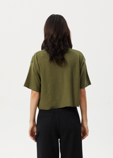 AFENDS Womens Slay Cropped - Hemp Oversized Tee - Military - Afends womens slay cropped   hemp oversized tee   military   streetwear   sustainable fashion