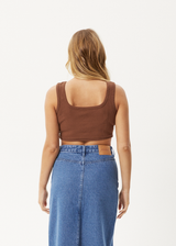 Afends Womens Chia - Organic Rib Cropped Singlet - Toffee - Afends womens chia   organic rib cropped singlet   toffee   streetwear   sustainable fashion