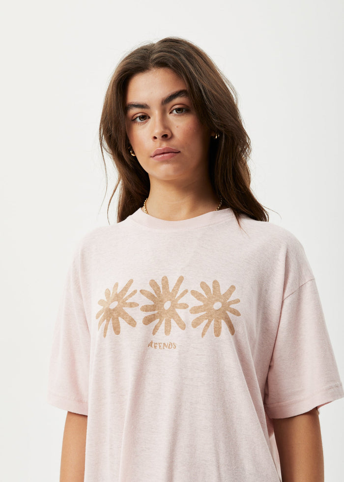 Afends Womens Adi Slay - Hemp Oversized Graphic T-Shirt - Lotus - Streetwear - Sustainable Fashion