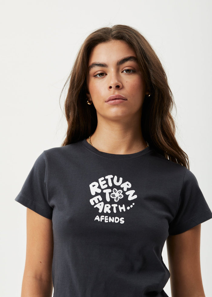 Afends Womens Taylor - Recycled Baby T-Shirt - Charcoal - Streetwear - Sustainable Fashion