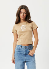 Afends Womens Taylor - Recycled Baby T-Shirt - Tan - Afends womens taylor   recycled baby t shirt   tan   streetwear   sustainable fashion