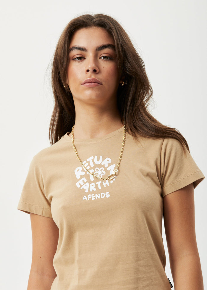 Afends Womens Taylor - Recycled Baby T-Shirt - Tan - Streetwear - Sustainable Fashion