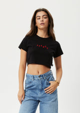Afends Womens Kala - Recycled Cropped Baby T-Shirt - Black - Afends womens kala   recycled cropped baby t shirt   black   streetwear   sustainable fashion