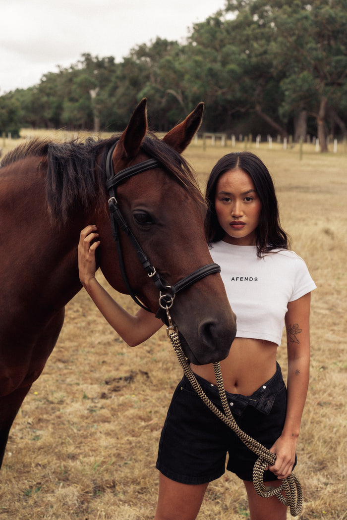 Afends Womens Boundless - Recycled Ribbed Cropped T-Shirt - White - Streetwear - Sustainable Fashion