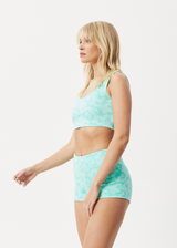 Afends Womens Benny - Recycled Ribbed Cropped Singlet - Jade Daisy - Afends womens benny   recycled ribbed cropped singlet   jade daisy   streetwear   sustainable fashion