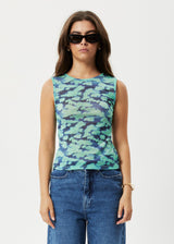 Afends Womens Liquid - Recycled Sheer Sleeveless Top - Jade Floral - Afends womens liquid   recycled sheer sleeveless top   jade floral   streetwear   sustainable fashion