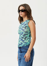 Afends Womens Liquid - Recycled Sheer Sleeveless Top - Jade Floral - Afends womens liquid   recycled sheer sleeveless top   jade floral   streetwear   sustainable fashion