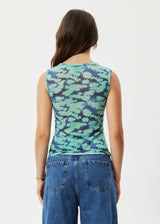 AFENDS Womens Liquid - Sheer Sleeveless Top - Jade Floral - Afends womens liquid   sheer sleeveless top   jade floral   streetwear   sustainable fashion