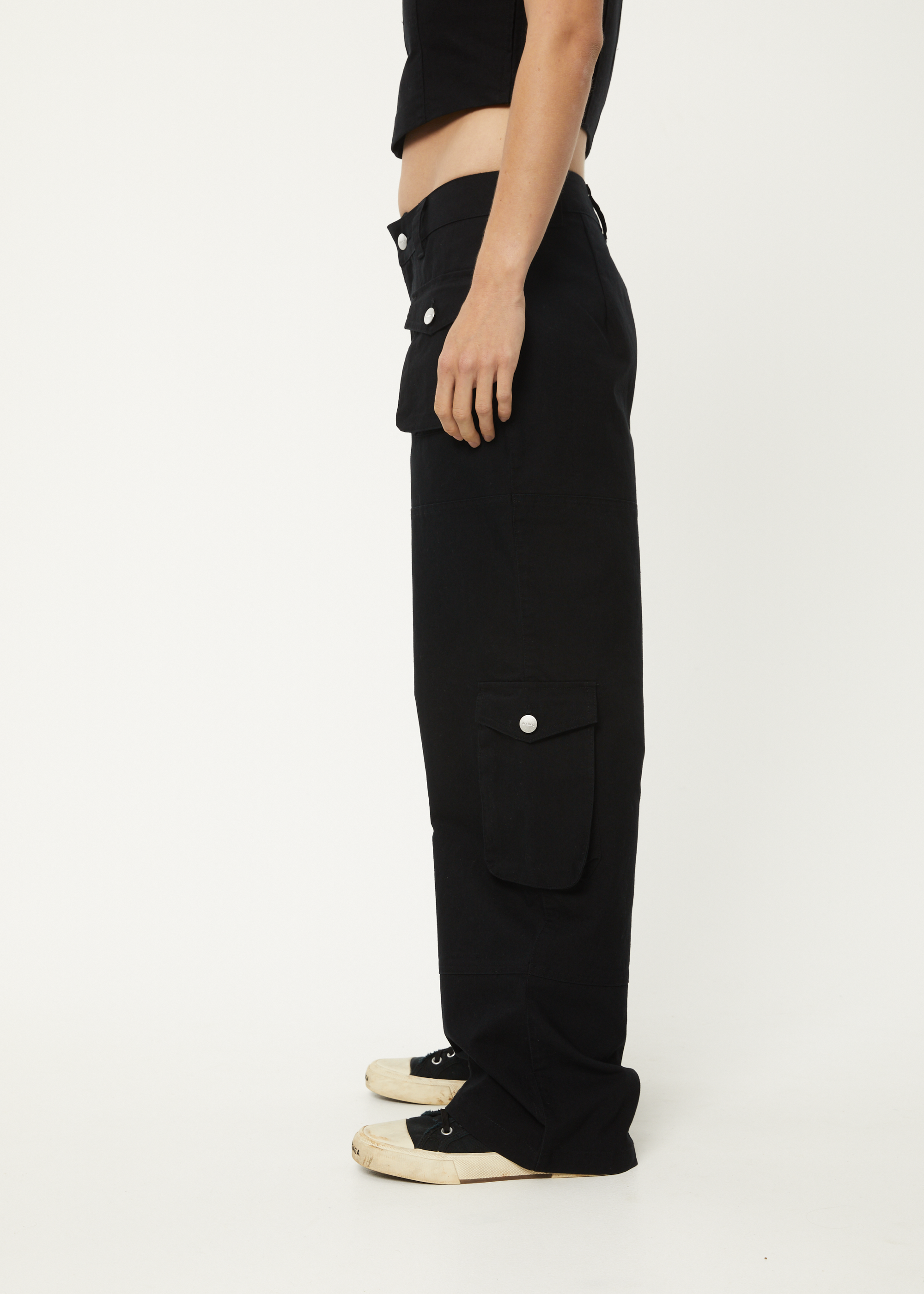 Afends Womens Linger - Recycled Cargo Pants - Black - Afends US.