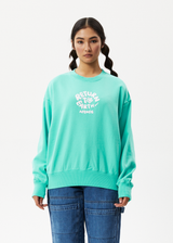 AFENDS Womens Taylor - Crew Neck Jumper - Jade - Afends womens taylor   crew neck jumper   jade   streetwear   sustainable fashion