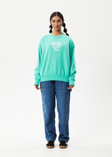 AFENDS Womens Taylor - Crew Neck Jumper - Jade - Afends womens taylor   crew neck jumper   jade   streetwear   sustainable fashion