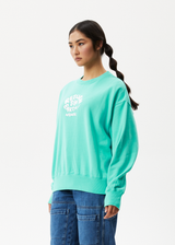 AFENDS Womens Taylor - Crew Neck Jumper - Jade - Afends womens taylor   crew neck jumper   jade   streetwear   sustainable fashion