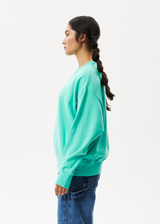 AFENDS Womens Taylor - Crew Neck Jumper - Jade - Afends womens taylor   crew neck jumper   jade   streetwear   sustainable fashion
