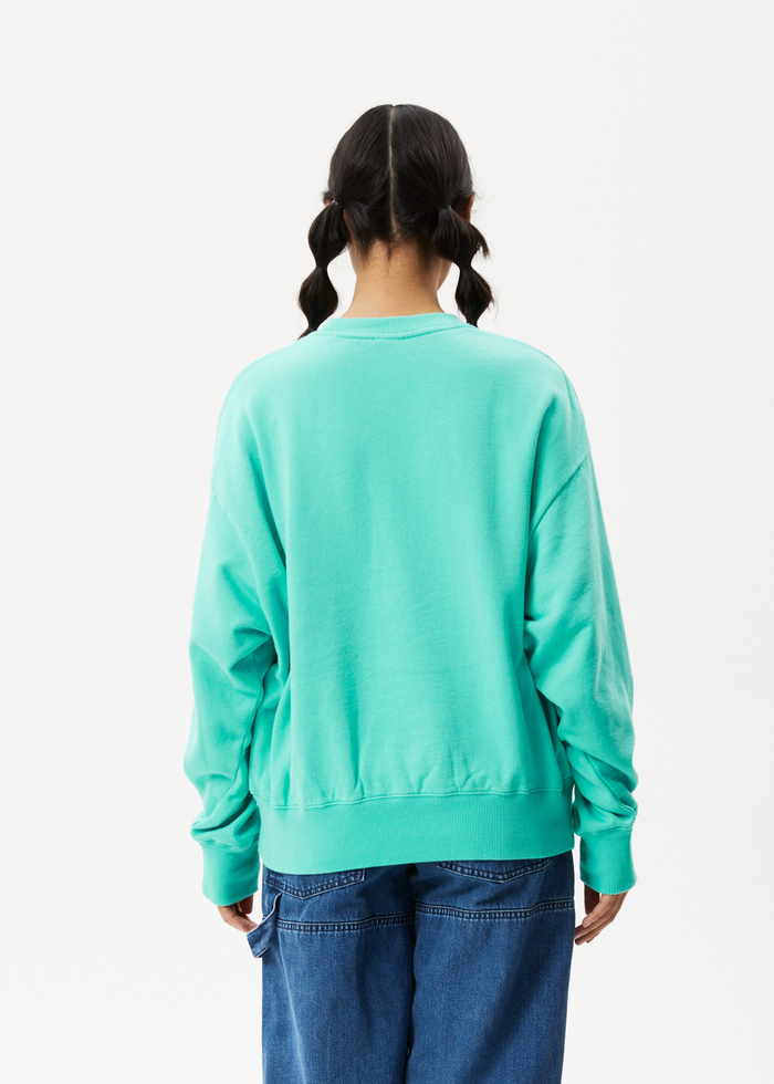 AFENDS Womens Taylor - Crew Neck Jumper - Jade - Streetwear - Sustainable Fashion