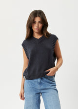 Afends Womens Solace - Organic Knit Cropped Vest - Charcoal - Afends womens solace   organic knit cropped vest   charcoal   streetwear   sustainable fashion
