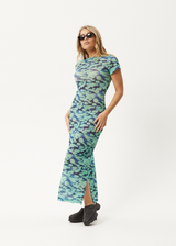 Afends Womens Liquid - Recycled Sheer Maxi Dress - Jade Floral - Afends womens liquid   recycled sheer maxi dress   jade floral   streetwear   sustainable fashion