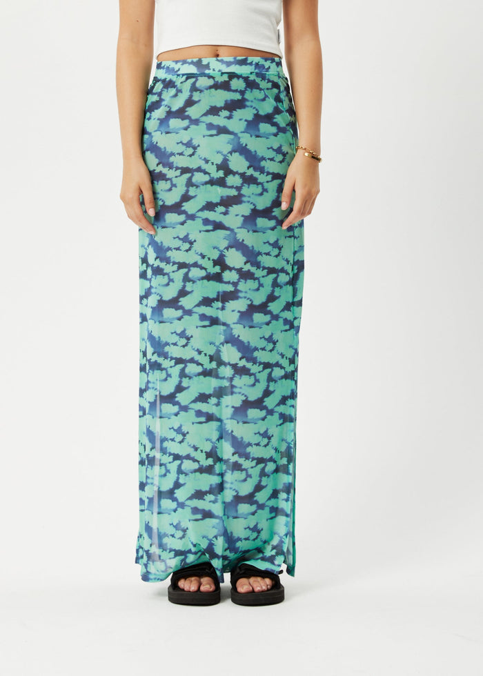 Afends Womens Liquid - Recycled Sheer Maxi Skirt - Jade Floral - Streetwear - Sustainable Fashion