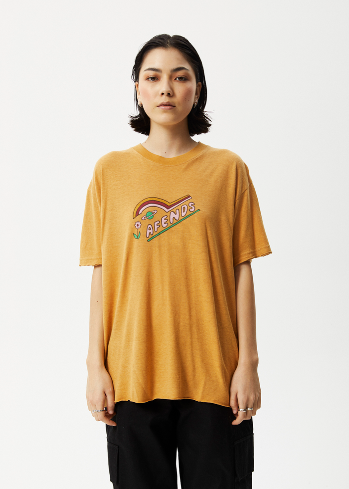 Afends Womens Day Dream Slay - Oversized Graphic T-Shirt - Mustard - Streetwear - Sustainable Fashion