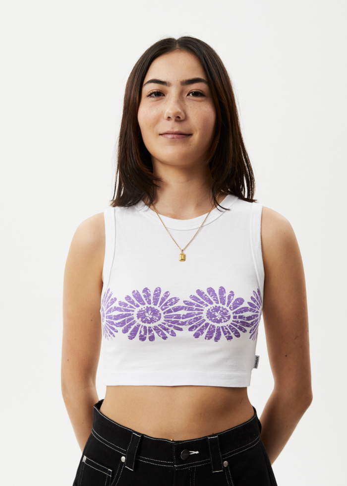 Afends Womens Daisy - Cropped Singlet - White - Streetwear - Sustainable Fashion