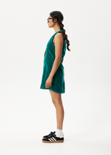 AFENDS Womens Kaia - Corduroy Mini Dress - Emerald - Afends womens kaia   corduroy mini dress   emerald   streetwear   sustainable fashion