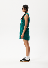 AFENDS Womens Kaia - Corduroy Mini Dress - Emerald - Afends womens kaia   corduroy mini dress   emerald   streetwear   sustainable fashion