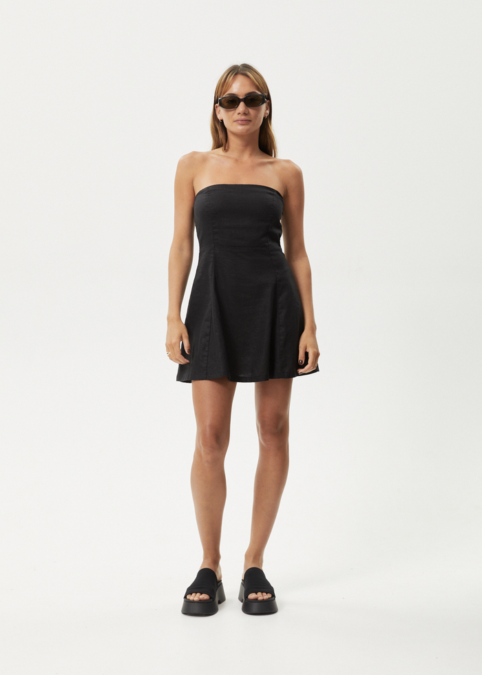 Afends Womens Lilo - Strapless Mini Dress - Black - Streetwear - Sustainable Fashion