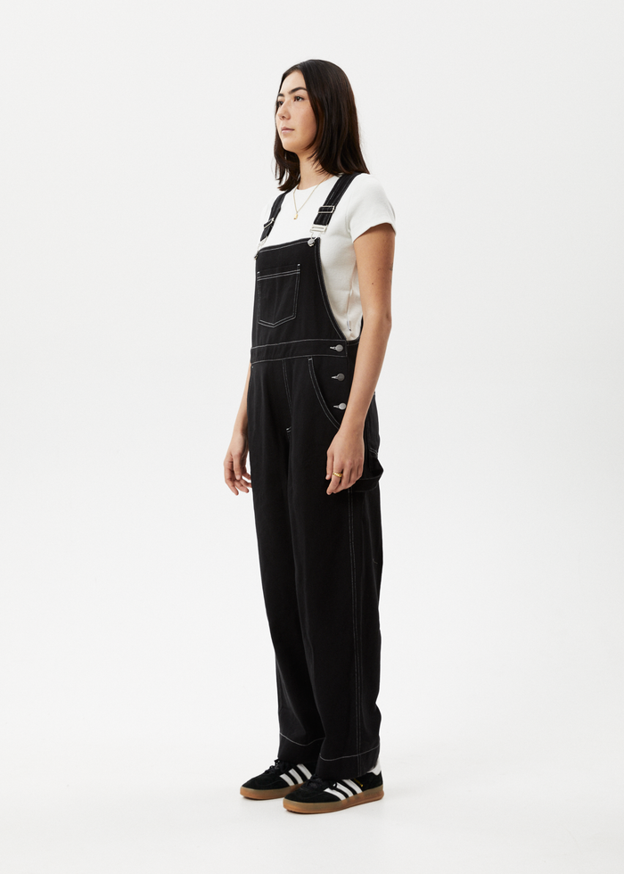 Afends Womens Louis - Baggy Overalls - Washed Black - Streetwear - Sustainable Fashion