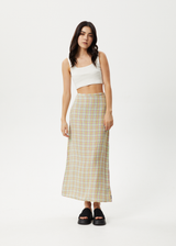 AFENDS Womens Kali - Maxi Skirt - Pistachio Check - Afends womens kali   maxi skirt   pistachio check   streetwear   sustainable fashion