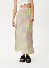 AFENDS Womens Kali - Maxi Skirt - Pistachio Check - Afends womens kali   maxi skirt   pistachio check   streetwear   sustainable fashion