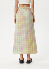 AFENDS Womens Kali - Maxi Skirt - Pistachio Check - Afends womens kali   maxi skirt   pistachio check   streetwear   sustainable fashion