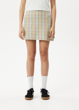 AFENDS Womens Kali - Mini Skirt - Pistachio Check - Afends womens kali   mini skirt   pistachio check   streetwear   sustainable fashion