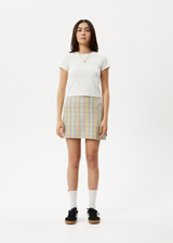 AFENDS Womens Kali - Mini Skirt - Pistachio Check - Afends womens kali   mini skirt   pistachio check   streetwear   sustainable fashion