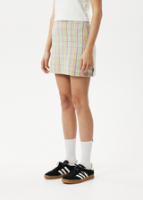 AFENDS Womens Kali - Mini Skirt - Pistachio Check - Afends womens kali   mini skirt   pistachio check   streetwear   sustainable fashion