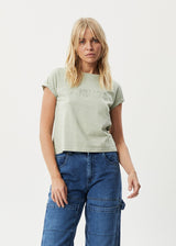 Afends Womens Cutback - Roll Cuff T-Shirt - Eucalyptus - Afends womens cutback   roll cuff t shirt   eucalyptus   streetwear   sustainable fashion