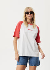 AFENDS Womens Ryan - Oversized Raglan T-Shirt - Hibiscus - Afends womens ryan   oversized raglan t shirt   hibiscus   streetwear   sustainable fashion