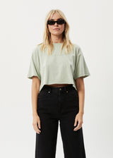 Afends Womens Restless Slay Cropped -  T-Shirt - Eucalyptus - Afends womens restless slay cropped    t shirt   eucalyptus   streetwear   sustainable fashion