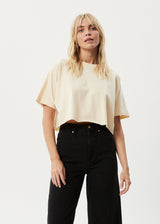 Afends Womens Restless Slay Cropped -  T-Shirt - Sand - Afends womens restless slay cropped    t shirt   sand   streetwear   sustainable fashion